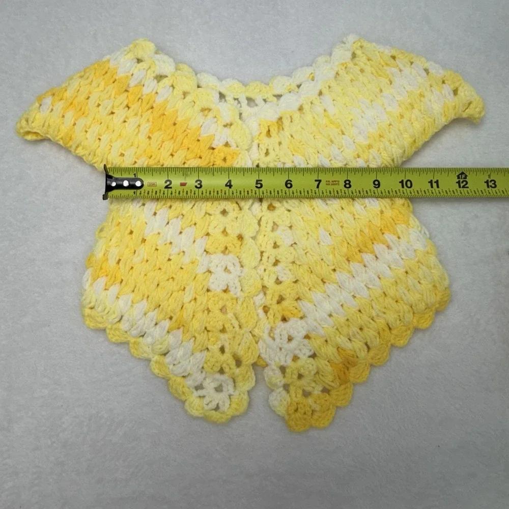 Handmade Crochet Baby Girl Cardigan Sweater Yellow Granny Jacket 3-6 Months